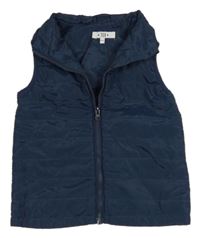 Tmavomodrá prošívaná šusťáková zateplená vesta TEX