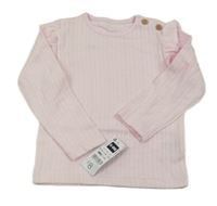 Nové - světlerůžové žebrované vzorované puntíkaté triko s volánky St. Bernard