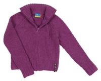 Purpurový žinylkový propínací svetr Topolino