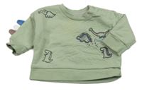 Olivová oversize mikina s dinosaury a ostny Nutmeg