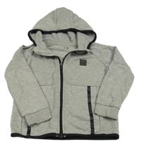 Šedá melírovaná propínací mikina s nášivkou a kapucí F&F