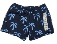 Nové - tmavomodré teplákové kraťasy s modrými palmami St. Bernard