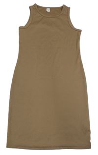 Hnědé žebrované šaty SHEIN