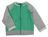 Zeleno-šedá propínací mikina se lvíčkem Sanetta