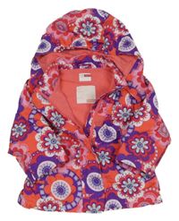 Jahodová šusťáková jarní parka s mandalou a odepínací kapucí name it.