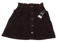 Nové - čokoládová paper bag manšestrová propínací sukně George