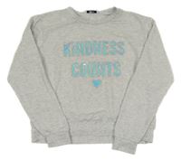 Světlešedá melírovaná crop mikina s metalickými nápisy a srdíčkem New Look