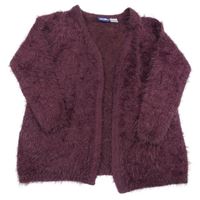 Mahagonový chlupatý svetrový cardigan se třpytkami lupilu