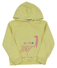 Žlutá mikina s dinosaurem/kapsou a kapucí M&S