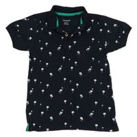Tmavomodré polo tričko s palmami PRIMARK