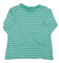 Jadeitovo-bílé pruhované triko H&M