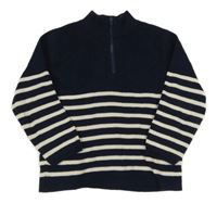 Tmavomodrý svetr s bílými pruhy H&M