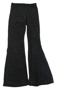 Černé třpytivé flare slavnostní kalhoty H&M