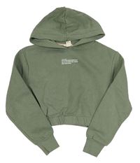 Khaki crop mikina s nápisem a kapucí H&M