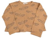 Hnědá crop mikina s tuleni H&M