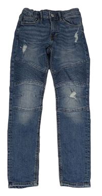 Modré skinny fit rifle s prošoupáním H&M