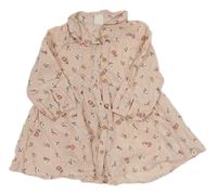 Růžové květované lehké propínací košilové šaty H&M