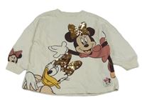 Smetanová oversize mikina s Minnie a Daisy s překlápěcími flitry Next