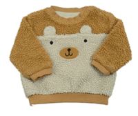 Béžovo-hnědá huňatá podšitá mikina s medvědem Nutmeg