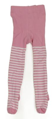 Růžovo-bílé pruhované punčocháče George