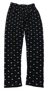 Černé plyšové zateplené legíny se srdíčky Topolino