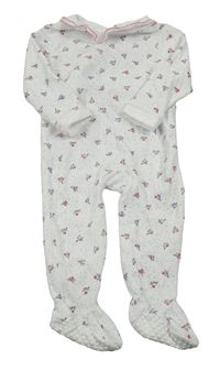 Bílý puntíkatý sametový overal s květy a límečkem Leigh Tucker