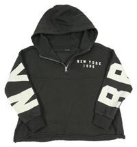 Tmavošedá oversize mikina s nápisem a kapucí Next