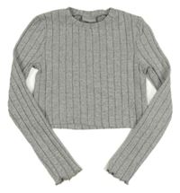 Šedé melírované žebrované úpletové crop triko Matalan