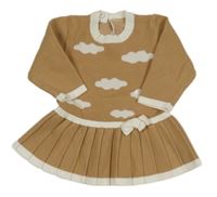 Hnědé svetrové šaty s mraky Shein