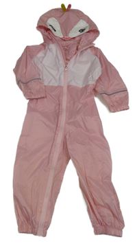 Růžovo-světlerůžová šusťáková nepromokavá funkční kombinéza s kapucí - plameňák Regatta