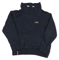 Tmavomodrá melírovaná mikina s nášivkou a komínovým límcem Yigga