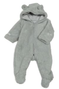 Světlešedá chlupatá kombinéza s kapucí The Little White Company