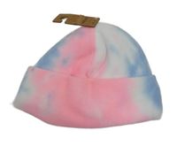 Nové - Neonově růžovo-bílo-světlemodrá batikovaná fleecová čepice Next