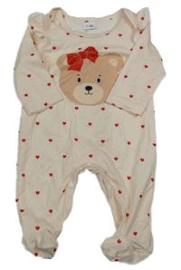 Meruňkový overal se srdíčky a medvědem