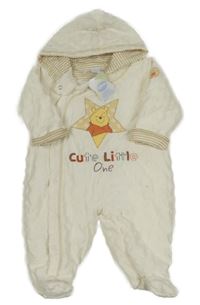 Nové - Smetanová puntíkatá zateplená kombinéza s Púem a kapucí Mothercare