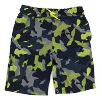 Tmavomodro-šedo-neonově žluté army sportovní kraťasy Ergeenomixx