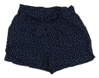 Tmavomodré puntíkaté lehké kraťasy s páskem JBC