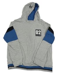 Šedá melírovaná mikina s číslem a kapucí Alive