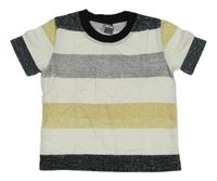 Bílo-černo-šedé pruhované tričko