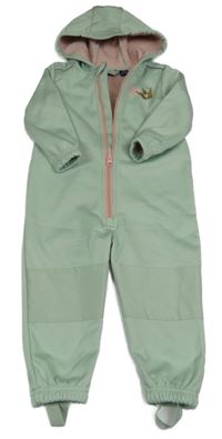 Světlezelená softshellová kombinéza s korunkou a kapucí Lupilu