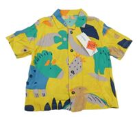 Nové - Hořčicovo-barevná lehká košile s dinosaury George
