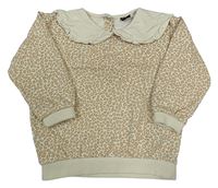 Béžová mikina s leopardím vzorem a límečkem
