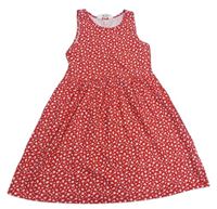 Červeno-bílé květované bavlněné šaty H&M
