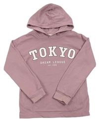 Starorůžová mikina s nápisem a kapucí H&M