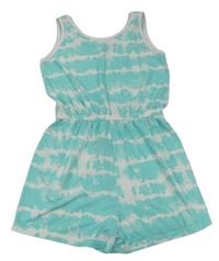 Světlemodro-bílý vzorovaný kraťasový overal zn. Primark