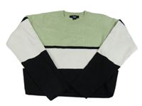 Zeleno-bílo-černý crop svetr New Look