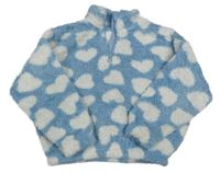 Modro-bílá vzorovaná huňatá crop mikina F&F