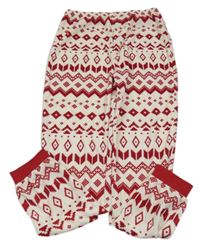 Červeno-bílé vzorované plyšové pyžamové kalhoty Primark