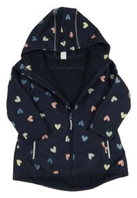 Tmavomodrá sofhshellová bunda se srdíčky a kapucí Topolino
