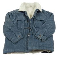 Šedomodrá zateplená manšestrová bunda Pep&Co